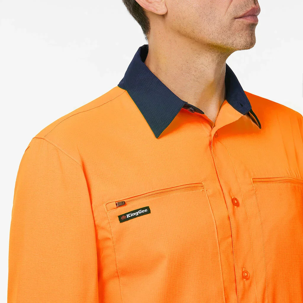 King Gee Dry Cool Hi Vis Spliced Shirt Long Sleeve Shirt (K54036) - Image 7
