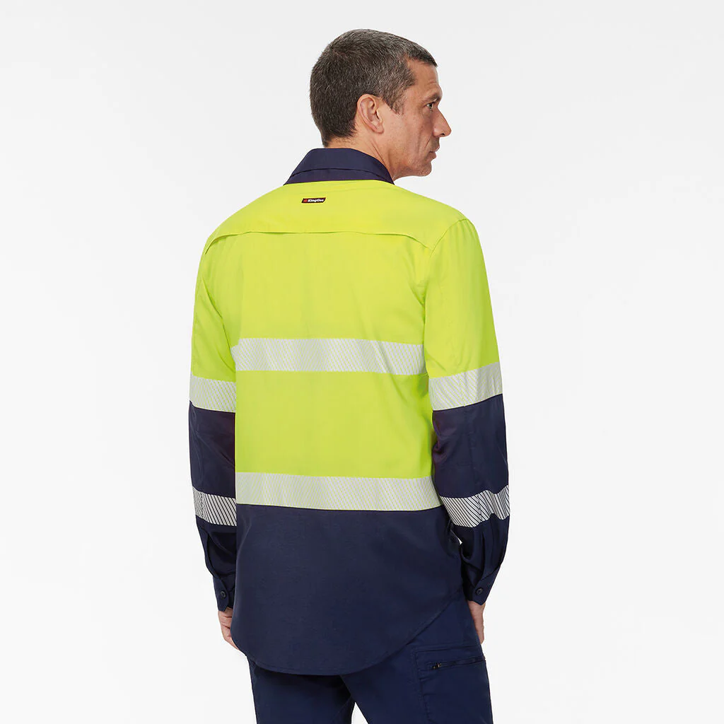 King Gee Dry Cool Hi Vis Spliced Taped Shirt Long Sleeve Shirt (K54037) - Image 11