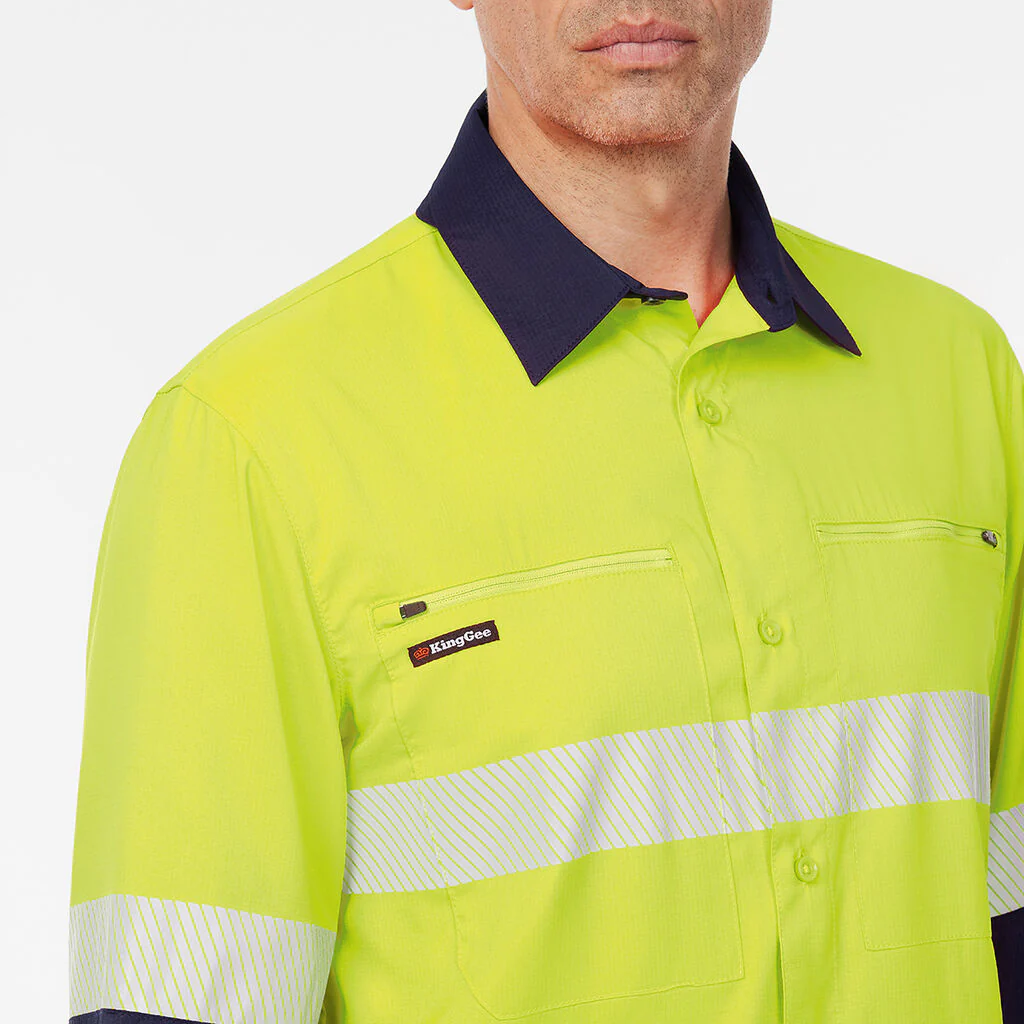 King Gee Dry Cool Hi Vis Spliced Taped Shirt Long Sleeve Shirt (K54037) - Image 14