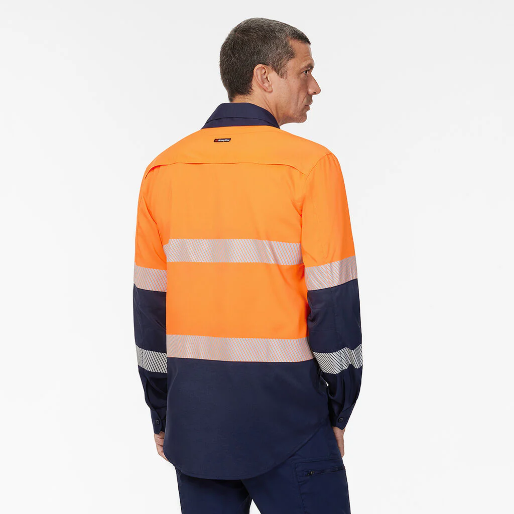 King Gee Dry Cool Hi Vis Spliced Taped Shirt Long Sleeve Shirt (K54037) - Image 3
