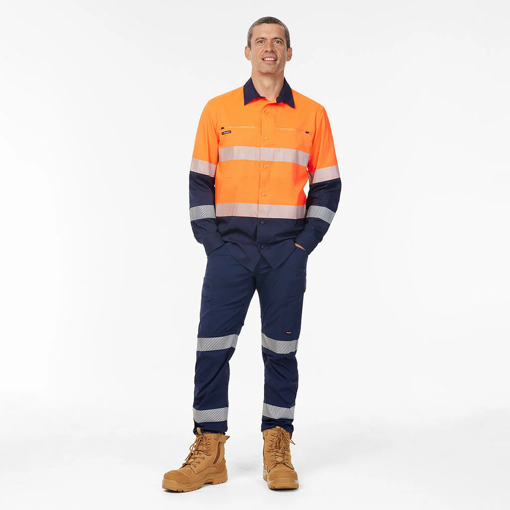 King Gee Dry Cool Hi Vis Spliced Taped Shirt Long Sleeve Shirt (K54037) - Image 4