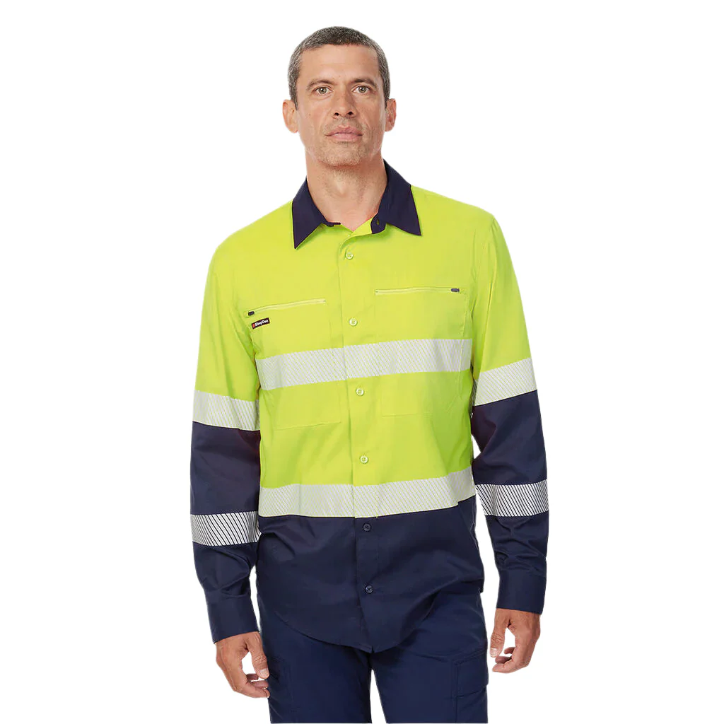 King Gee Dry Cool Hi Vis Spliced Taped Shirt Long Sleeve Shirt (K54037) - Image 9