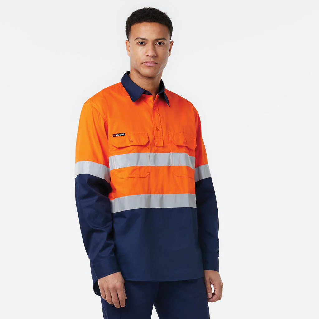 King Gee Originals Closed Front Vented Drill Shirt Tape (K54007) - Image 2