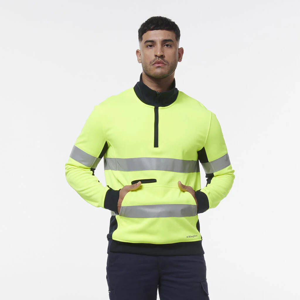 King Gee Hi Vis Reflective Spliced 1/4 Zip Fleece (K55040) - Image 11