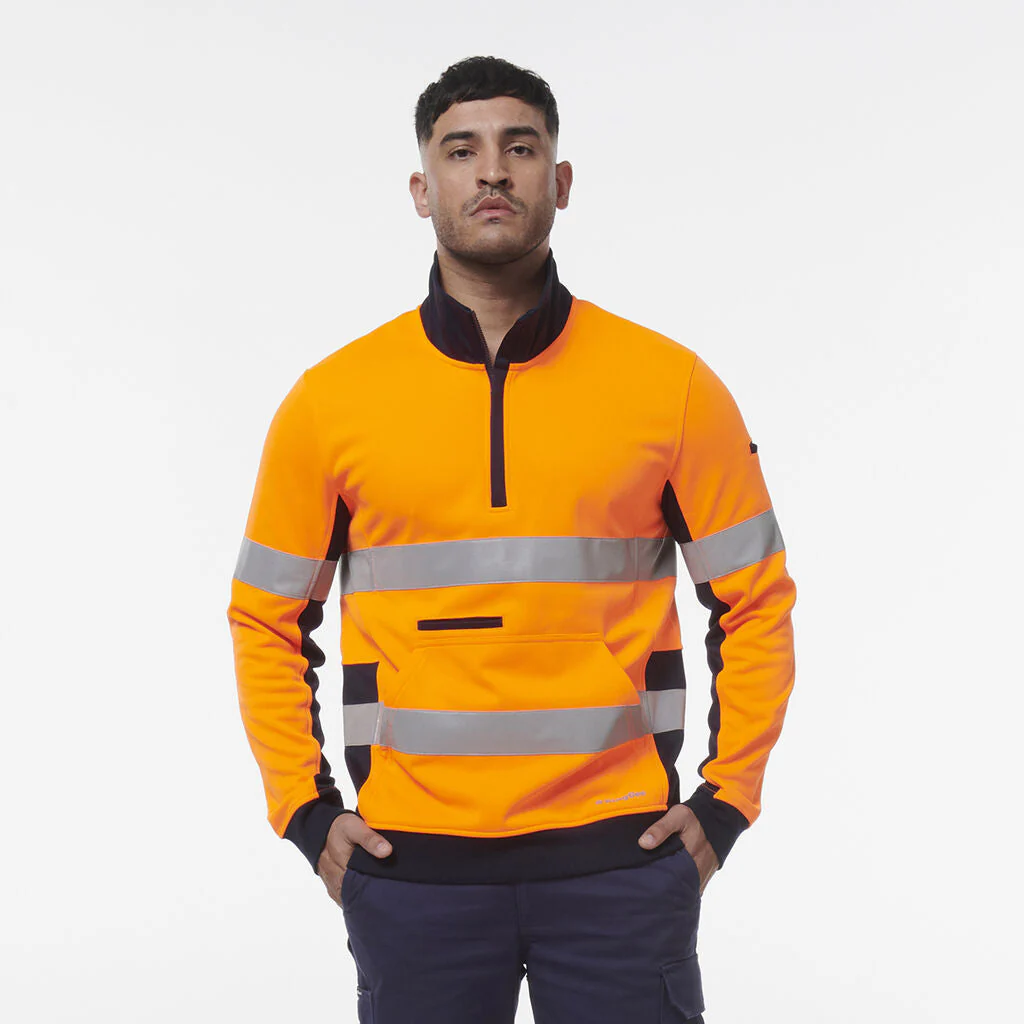 King Gee Hi Vis Reflective Spliced 1/4 Zip Fleece (K55040) - Image 3