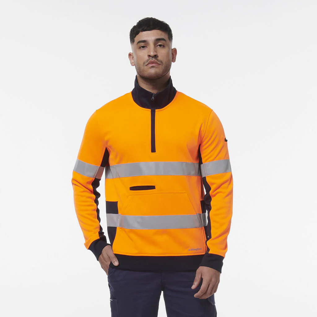 King Gee Hi Vis Reflective Spliced 1/4 Zip Fleece (K55040) - Image 4