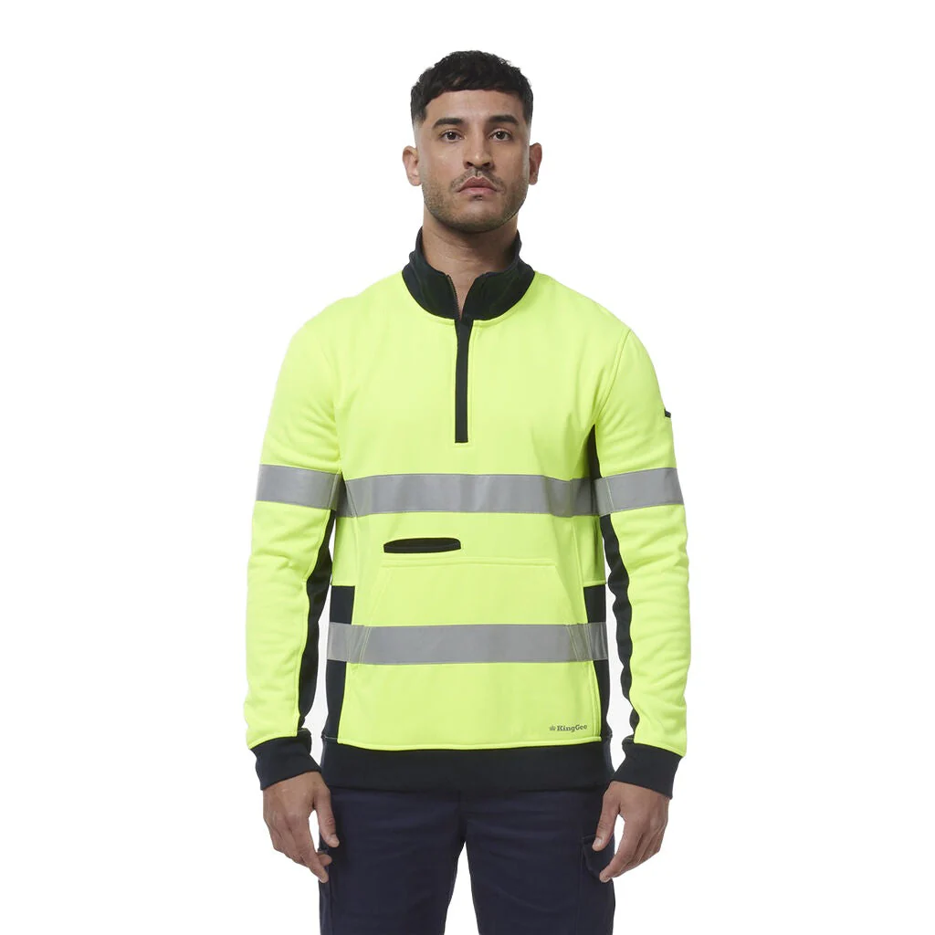King Gee Hi Vis Reflective Spliced 1/4 Zip Fleece (K55040) - Image 7