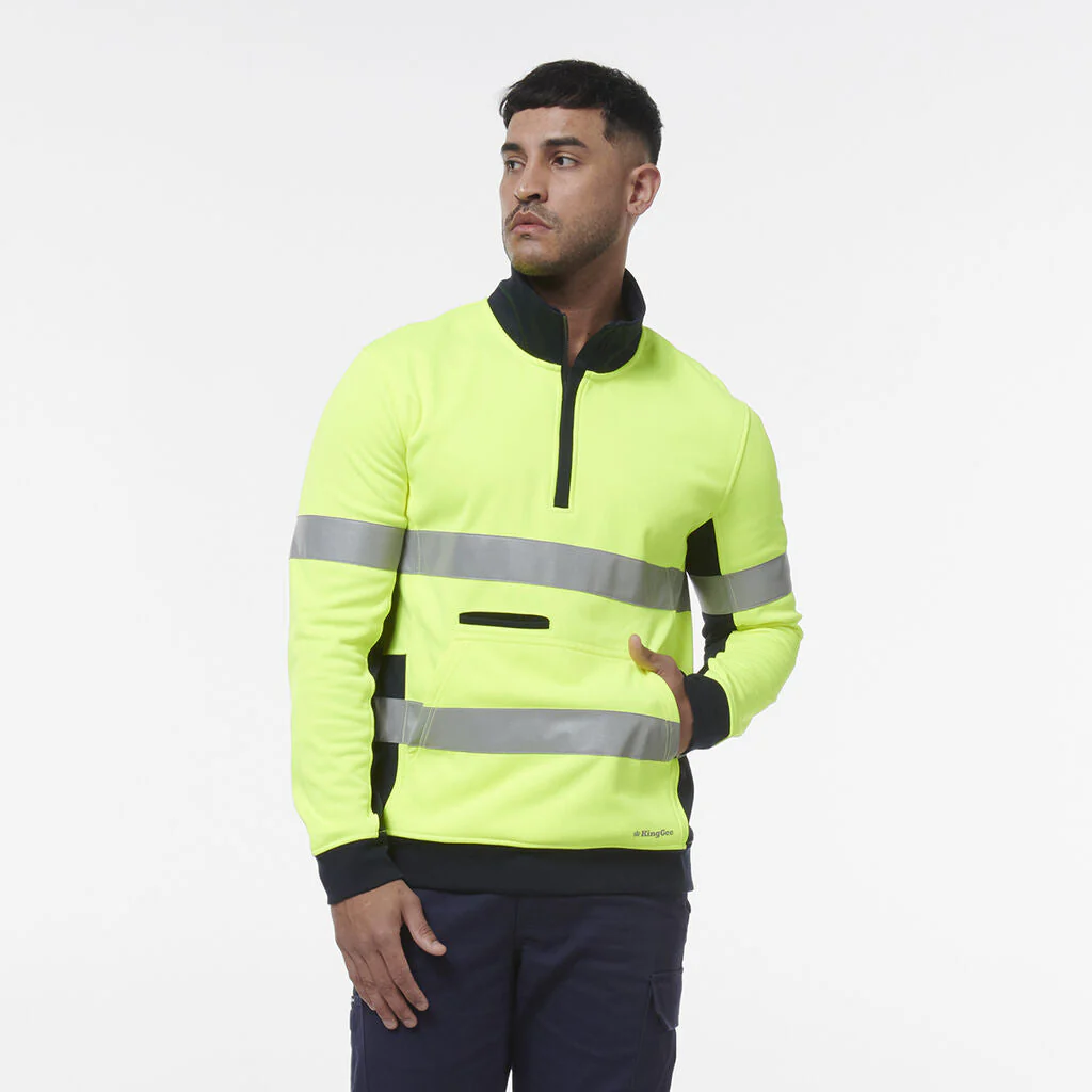 King Gee Hi Vis Reflective Spliced 1/4 Zip Fleece (K55040) - Image 8