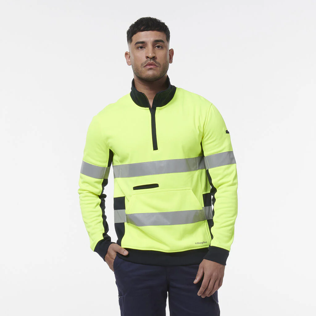 King Gee Hi Vis Reflective Spliced 1/4 Zip Fleece (K55040) - Image 9