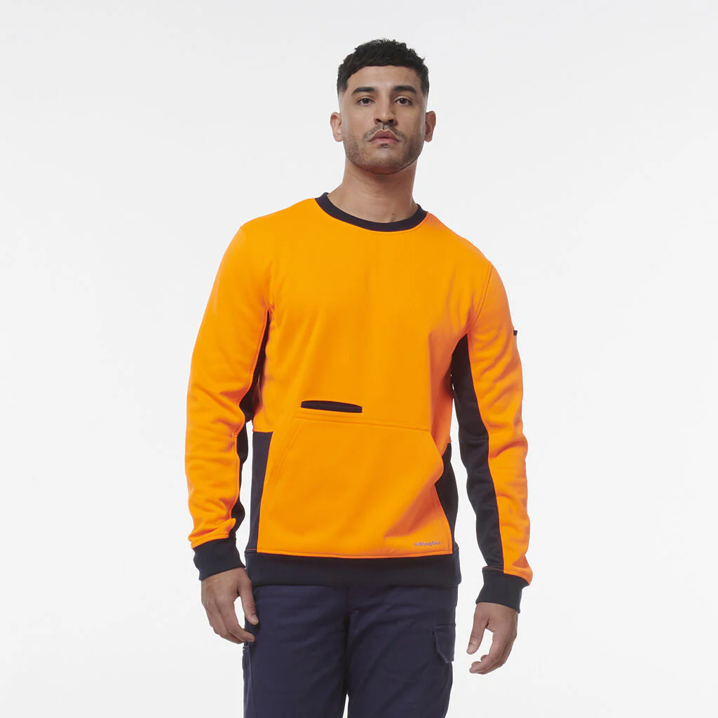 King Gee Hi Vis Spliced Crew Neck Fleece (K55062) - Image 3