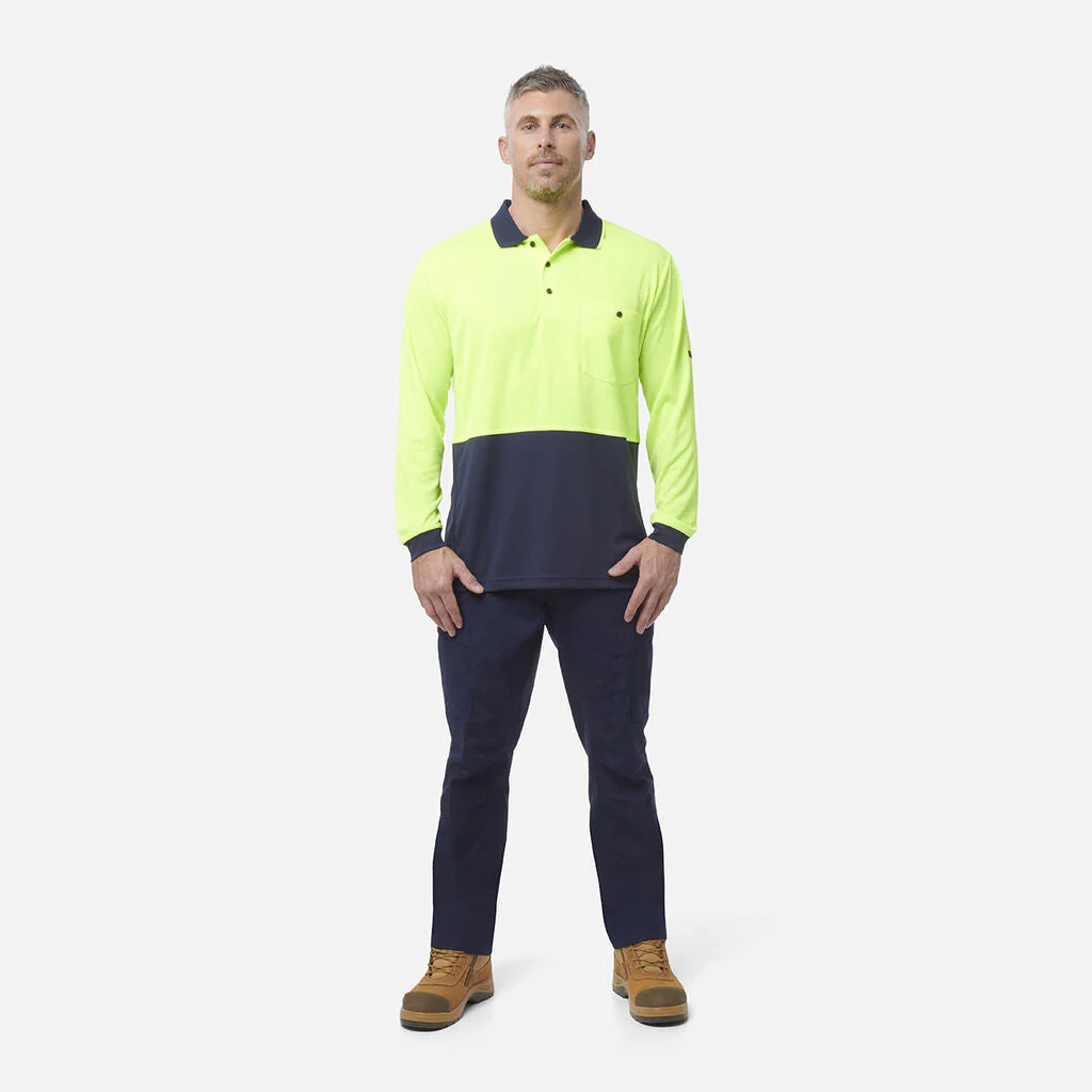King Gee Workcool Hyperfreeze Hi-Vis Two Tone Long Sleeve Polo Shirt (K54235) - Image 8
