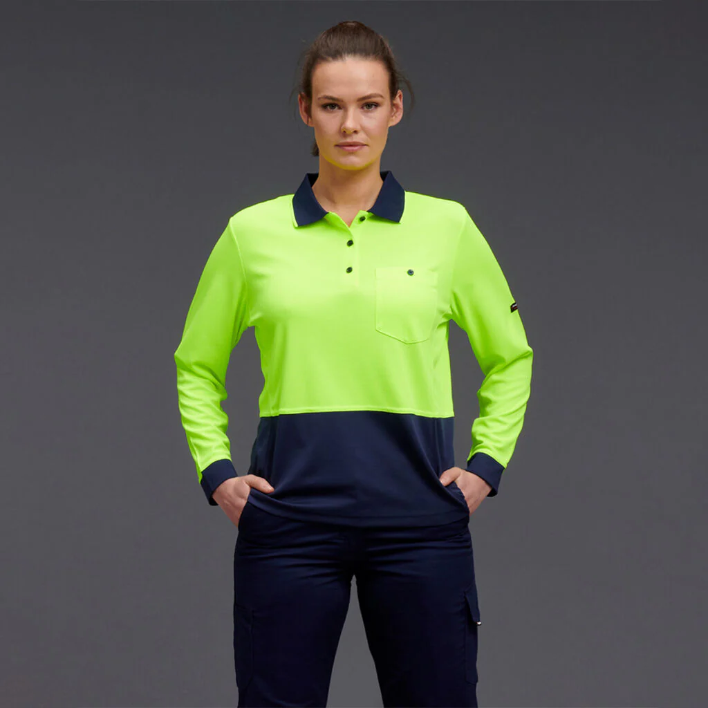 King Gee Women's Workcool Hyperfreeze Hi-Vis Long Sleeve Polo Shirt ( K44730) - Image 10