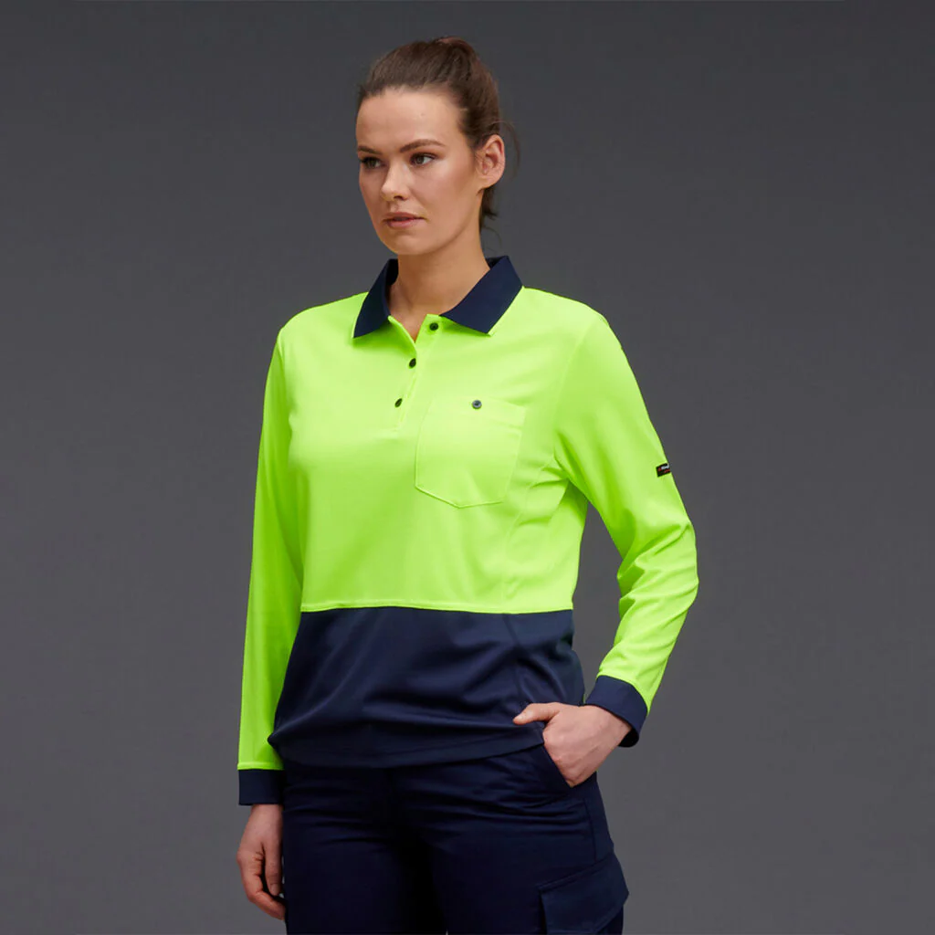 King Gee Women's Workcool Hyperfreeze Hi-Vis Long Sleeve Polo Shirt ( K44730) - Image 12