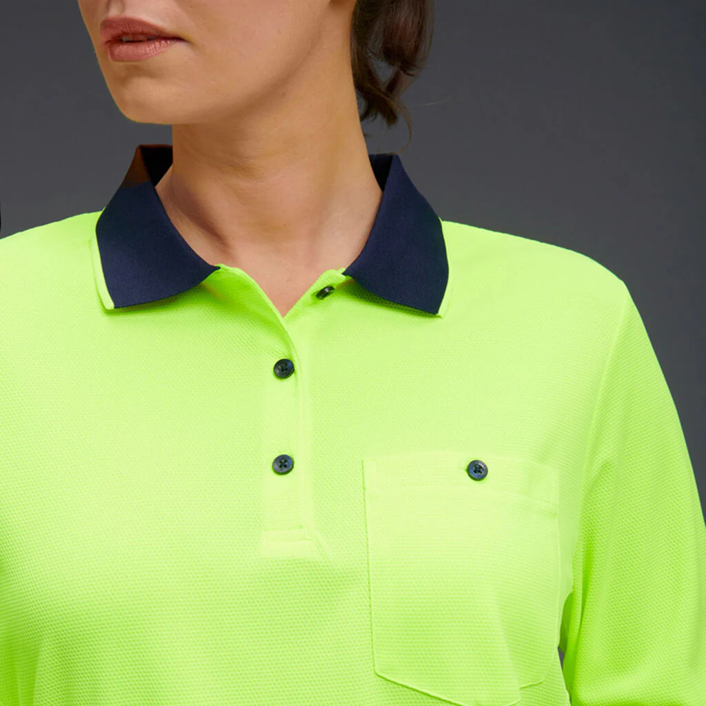 King Gee Women's Workcool Hyperfreeze Hi-Vis Long Sleeve Polo Shirt ( K44730) - Image 13