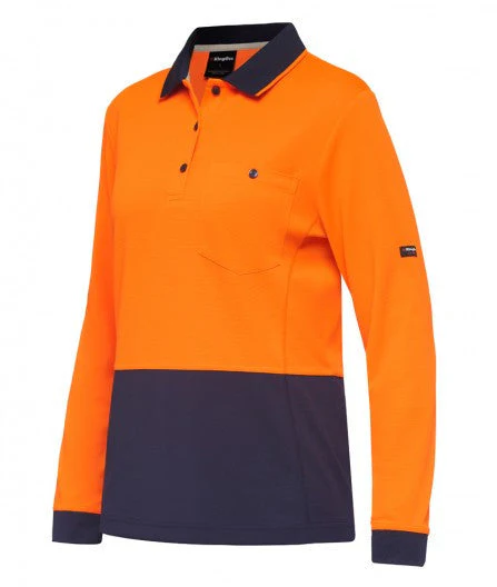King Gee Women's Workcool Hyperfreeze Hi-Vis Long Sleeve Polo Shirt ( K44730) - Image 3