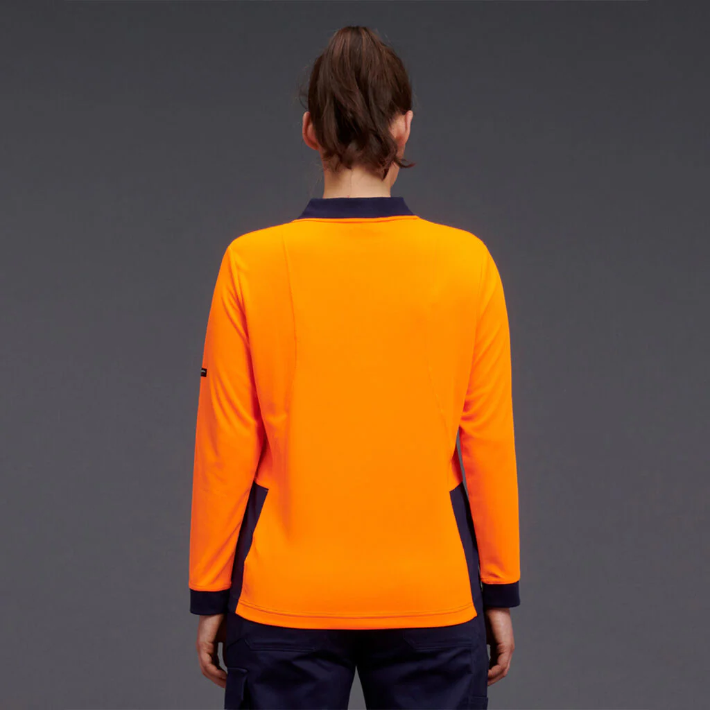 King Gee Women's Workcool Hyperfreeze Hi-Vis Long Sleeve Polo Shirt ( K44730) - Image 4