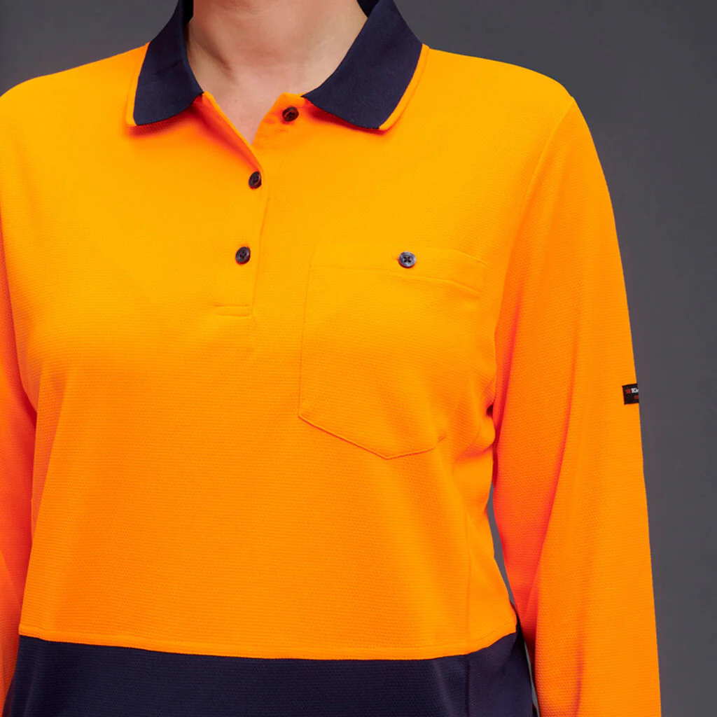 King Gee Women's Workcool Hyperfreeze Hi-Vis Long Sleeve Polo Shirt ( K44730) - Image 5