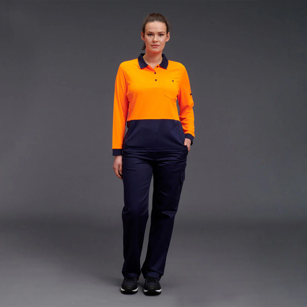 King Gee Women's Workcool Hyperfreeze Hi-Vis Long Sleeve Polo Shirt ( K44730) - Image 7