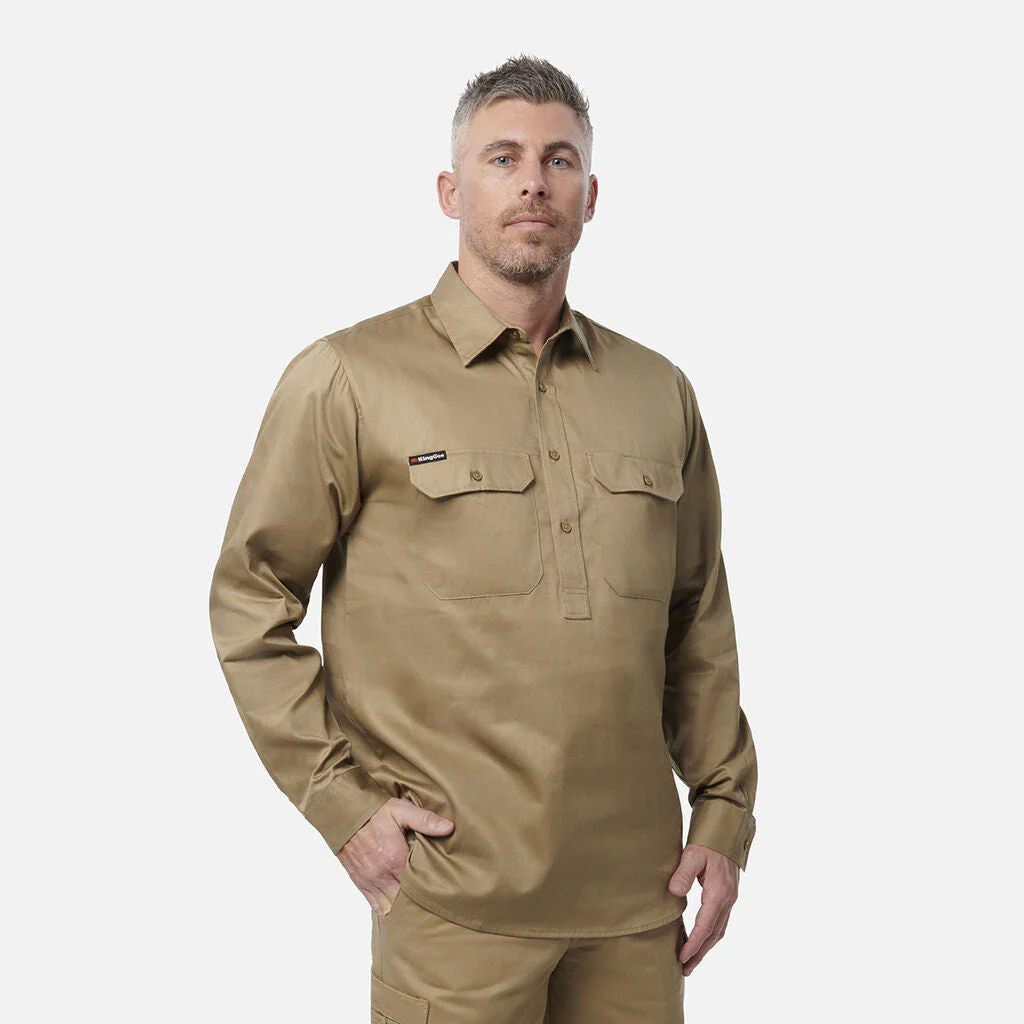 King Gee Originals Long Sleeve Closed Front Cotton Drill Work Shirt (K04020) - Image 5