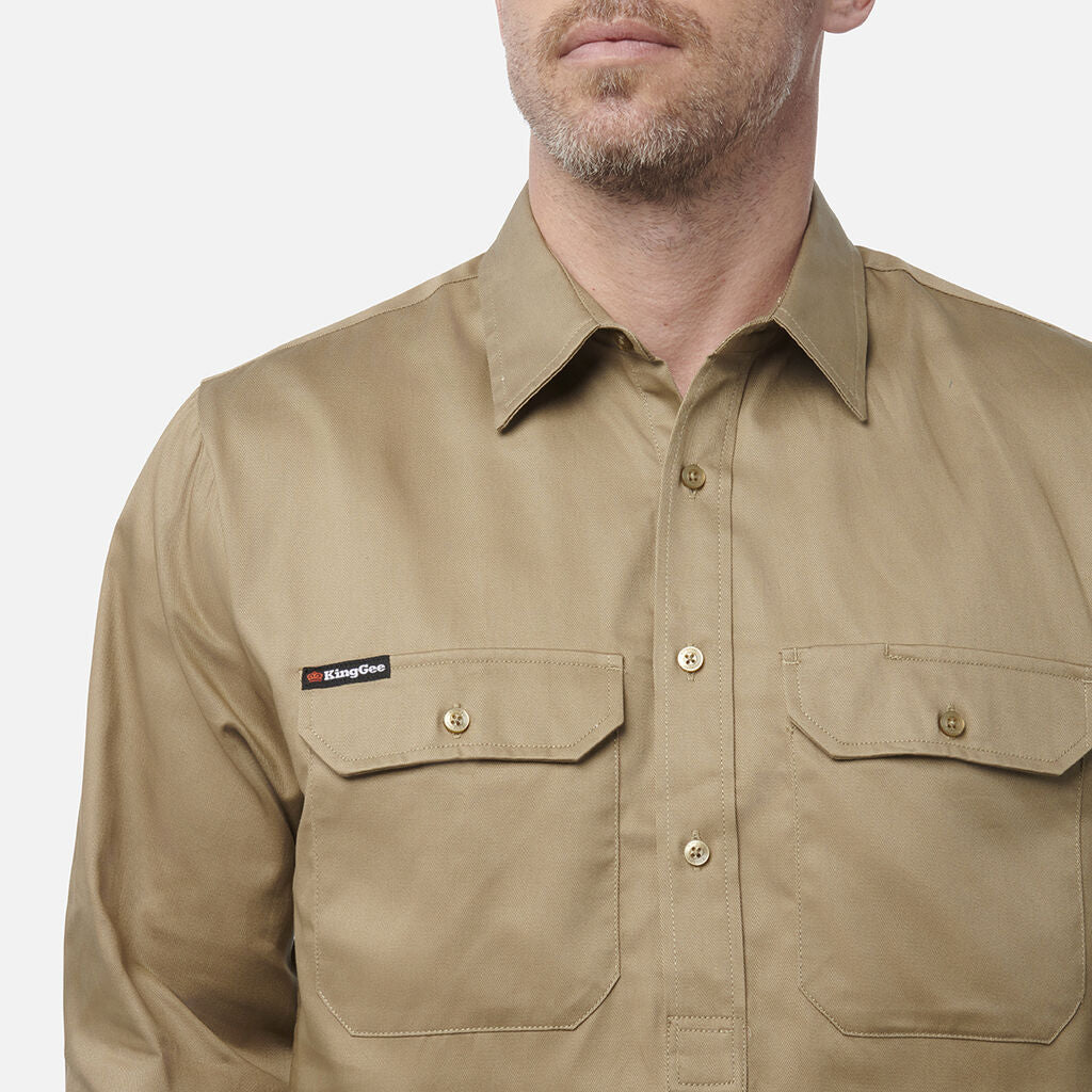 King Gee Originals Long Sleeve Closed Front Cotton Drill Work Shirt (K04020) - Image 6