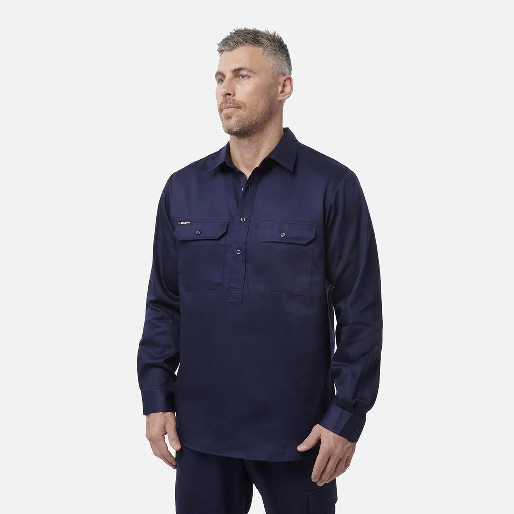 King Gee Originals Long Sleeve Closed Front Cotton Drill Work Shirt (K04020) - Image 9