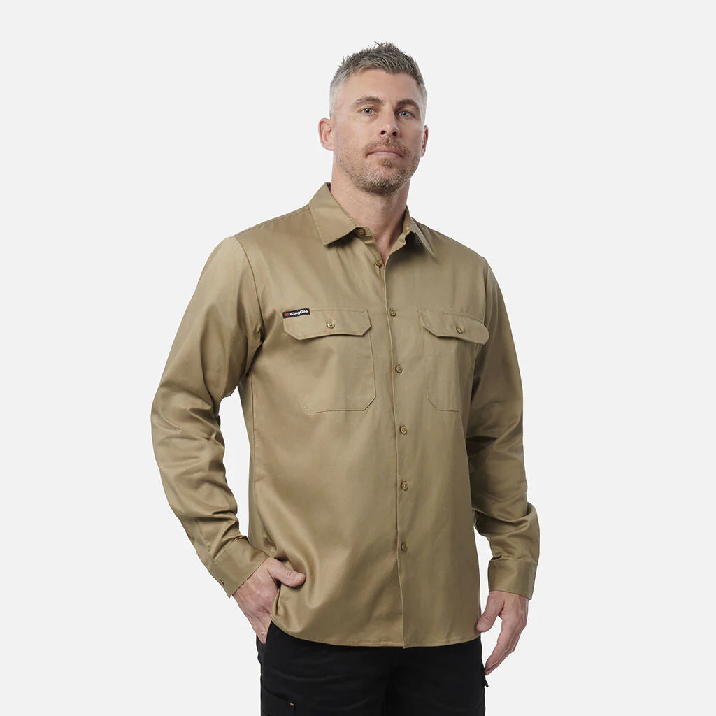 King Gee Long Sleeve Open Front Drill Shirt (K04010) - Image 8