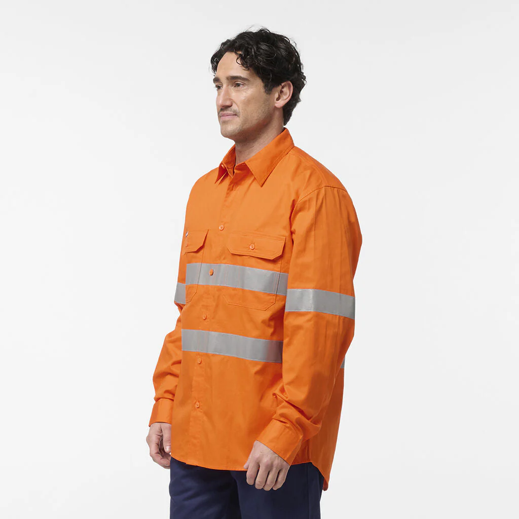King Gee Originals Hi Vis Vented Taped Long Sleeve Shirt (K54932) - Image 2