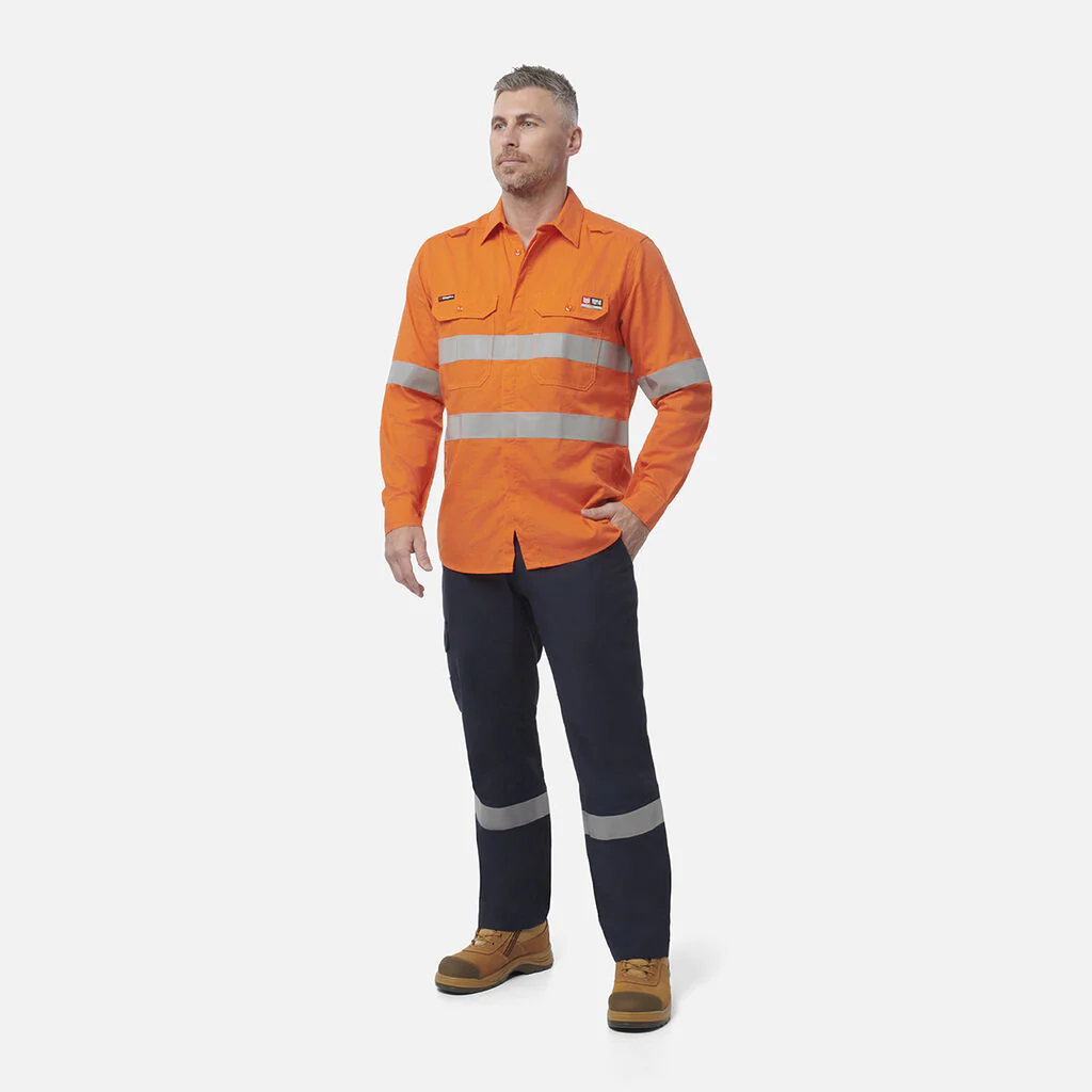 King Gee Shieldtec Lenzing FR Hi-Vis Spliced Open Front Taped Shirt (K84001) - Image 6