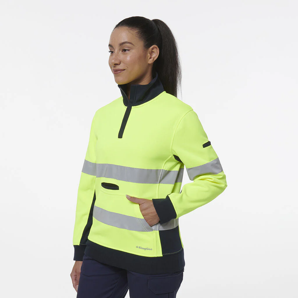 King Gee Women's Reflective Spliced 1/4 Zip Fleece (K45009) - Image 10