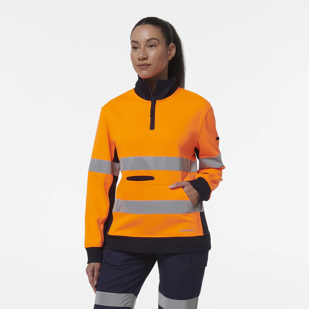 King Gee Women's Reflective Spliced 1/4 Zip Fleece (K45009) - Image 2