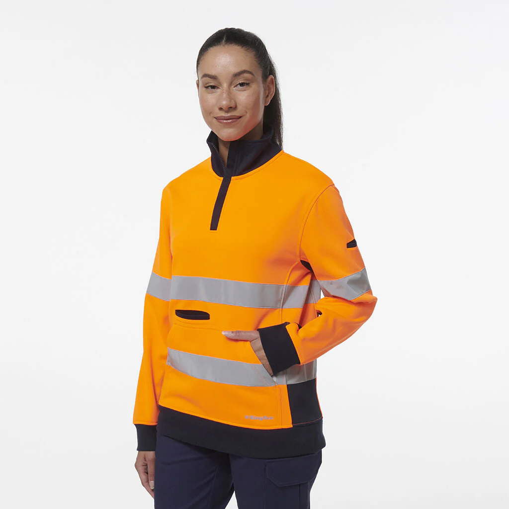 King Gee Women's Reflective Spliced 1/4 Zip Fleece (K45009) - Image 3