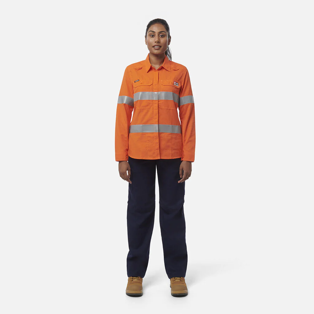 King Gee Women's Shieldtec Lenzing FR Hi-Vis Open Front Taped Shirt (K84003) - Image 6