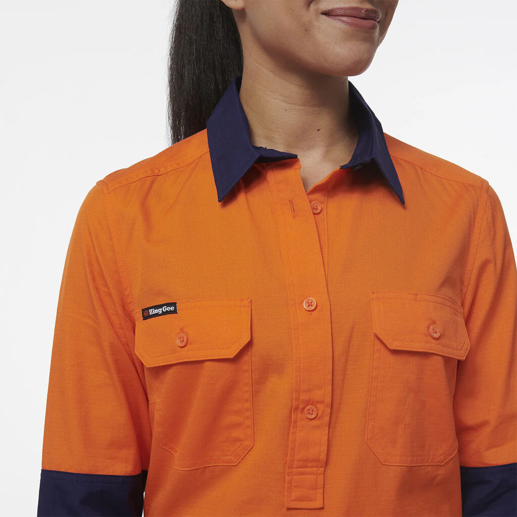 King Gee Women's Workcool Vented Closed Front Spliced Shirt (K44211) - Image 4