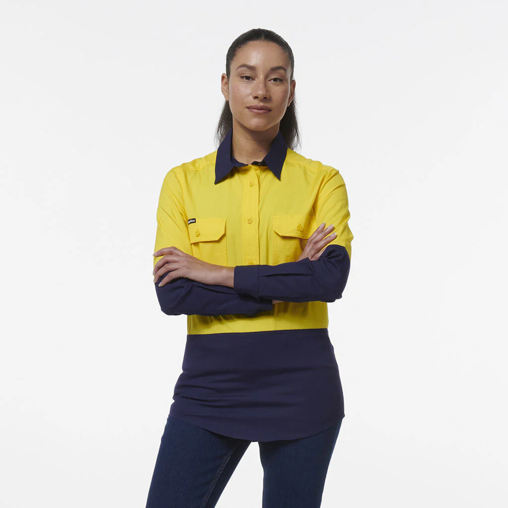 King Gee Women's Workcool Vented Closed Front Spliced Shirt (K44211) - Image 7