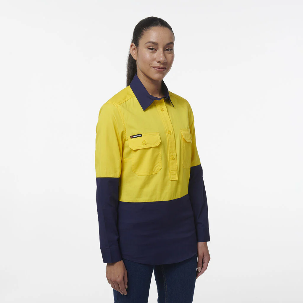 King Gee Women's Workcool Vented Closed Front Spliced Shirt (K44211) - Image 8