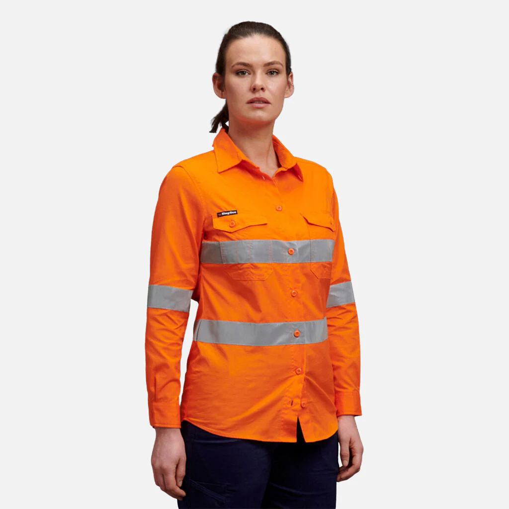 King Gee Women's Workcool 2 Hi-Vis Reflective Work Shirt (K44545) - Image 3