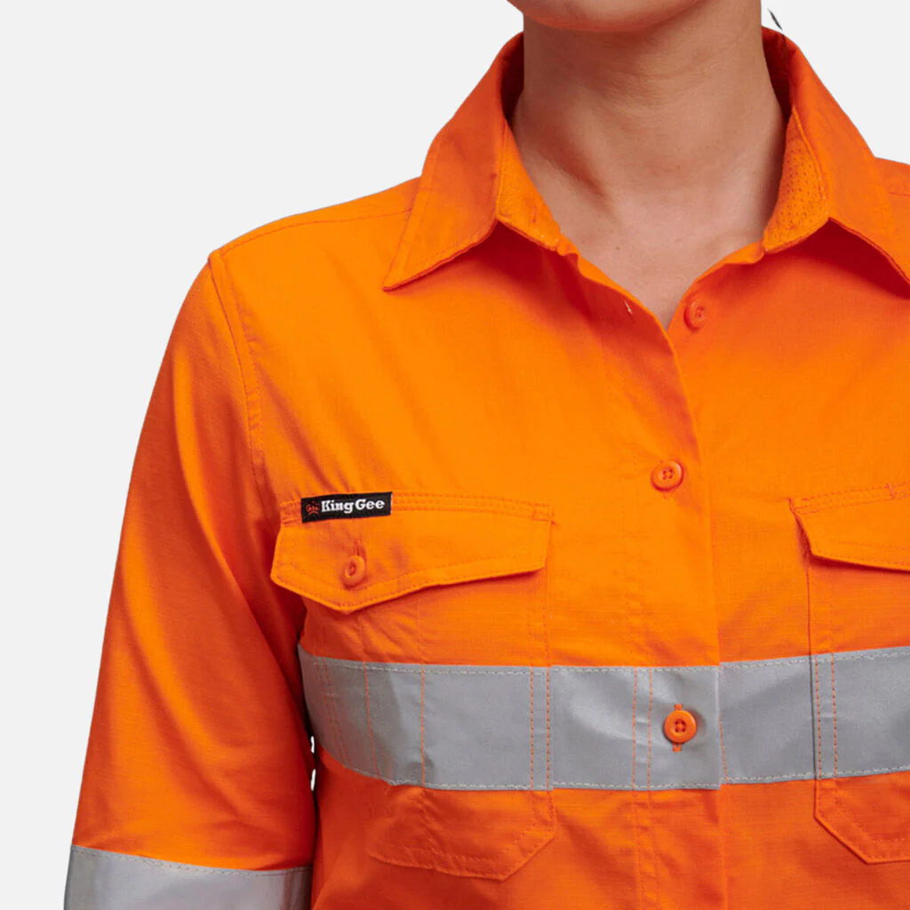 King Gee Women's Workcool 2 Hi-Vis Reflective Work Shirt (K44545) - Image 4