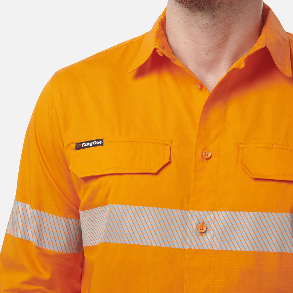 King Gee Workcool Pro Hi-Vis Stretch Reflective Work Shirt (K54031) - Image 5