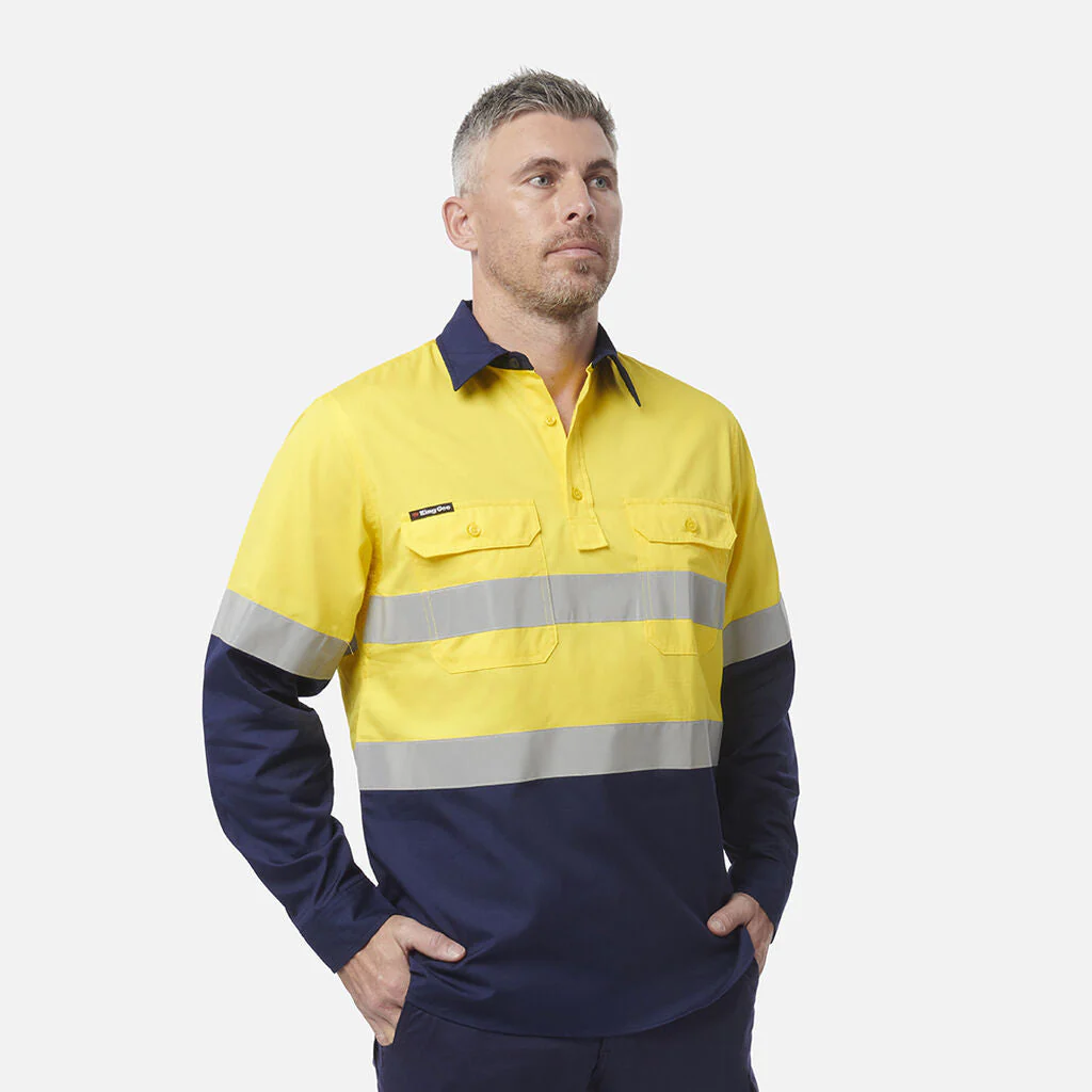 King Gee Workcool Vented Closed Front Spliced Shirt Taped Long Sleeve (K54914) - Image 6