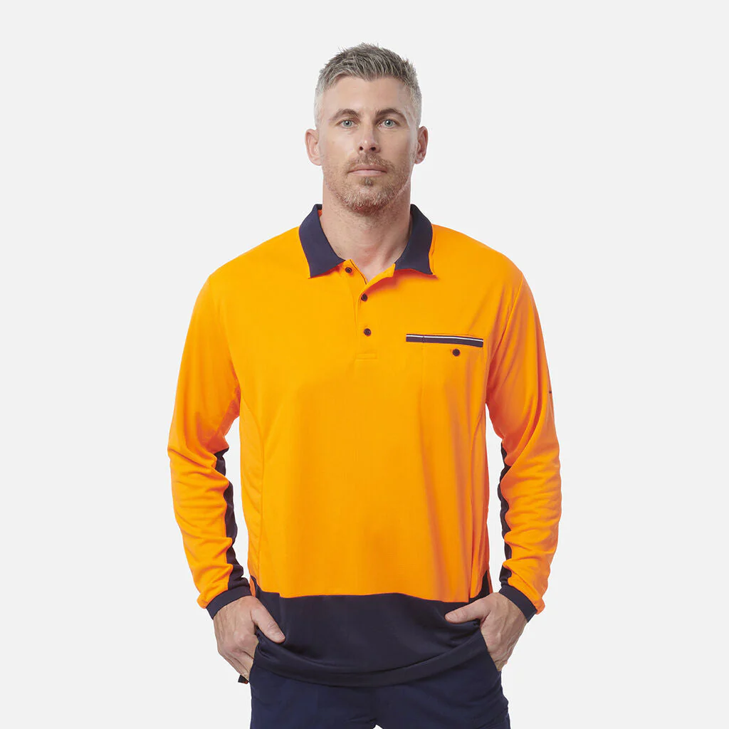 King Gee Workcool Hyperfreeze Hi-Vis Lightweight Long Sleeve Polo (K54840) - Image 3