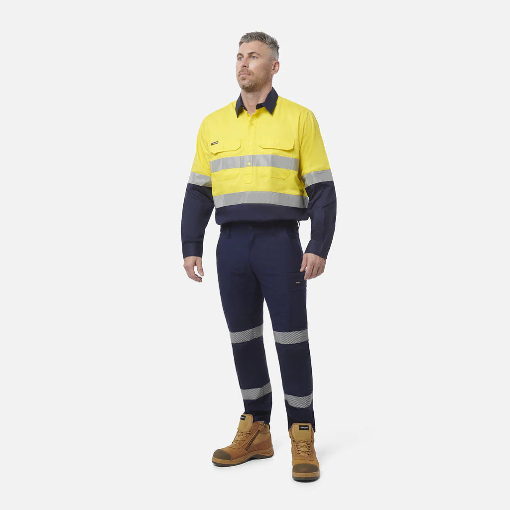 King Gee Originals Hi-Vis Reflective Closed Front Long Sleeve Shirt (K54325) - Image 7