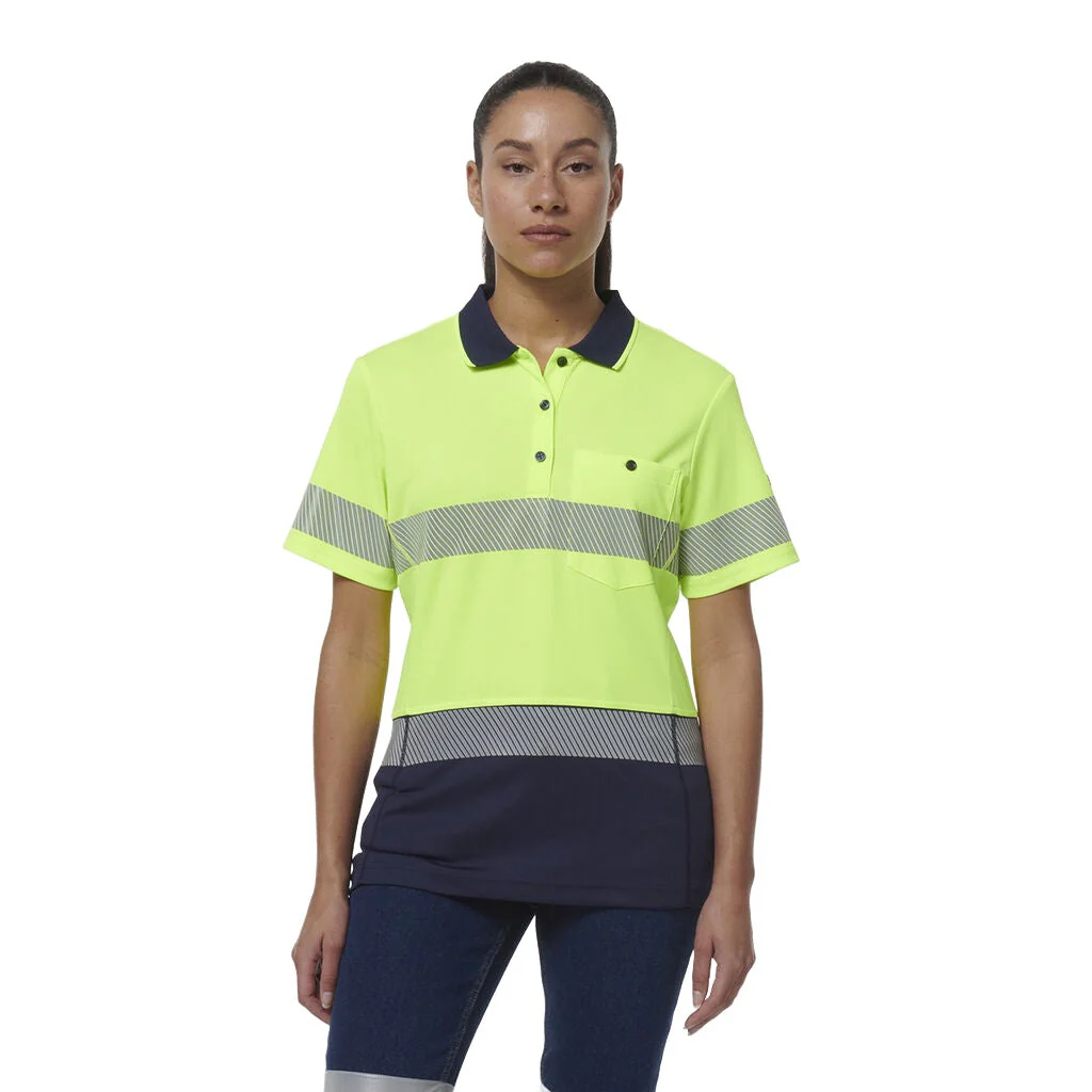 King Gee Women's Workcool Hyperfreeze Spliced Short Sleeve Polo With Segmented Tape (K44224) - Image 6