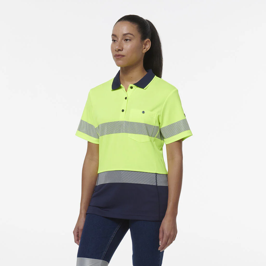 King Gee Women's Workcool Hyperfreeze Spliced Short Sleeve Polo With Segmented Tape (K44224) - Image 7