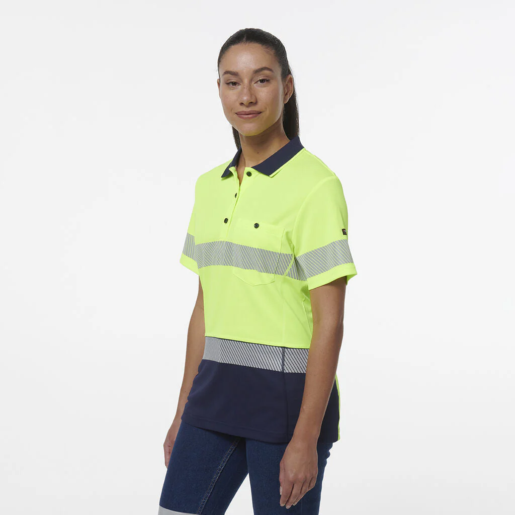 King Gee Women's Workcool Hyperfreeze Spliced Short Sleeve Polo With Segmented Tape (K44224) - Image 9