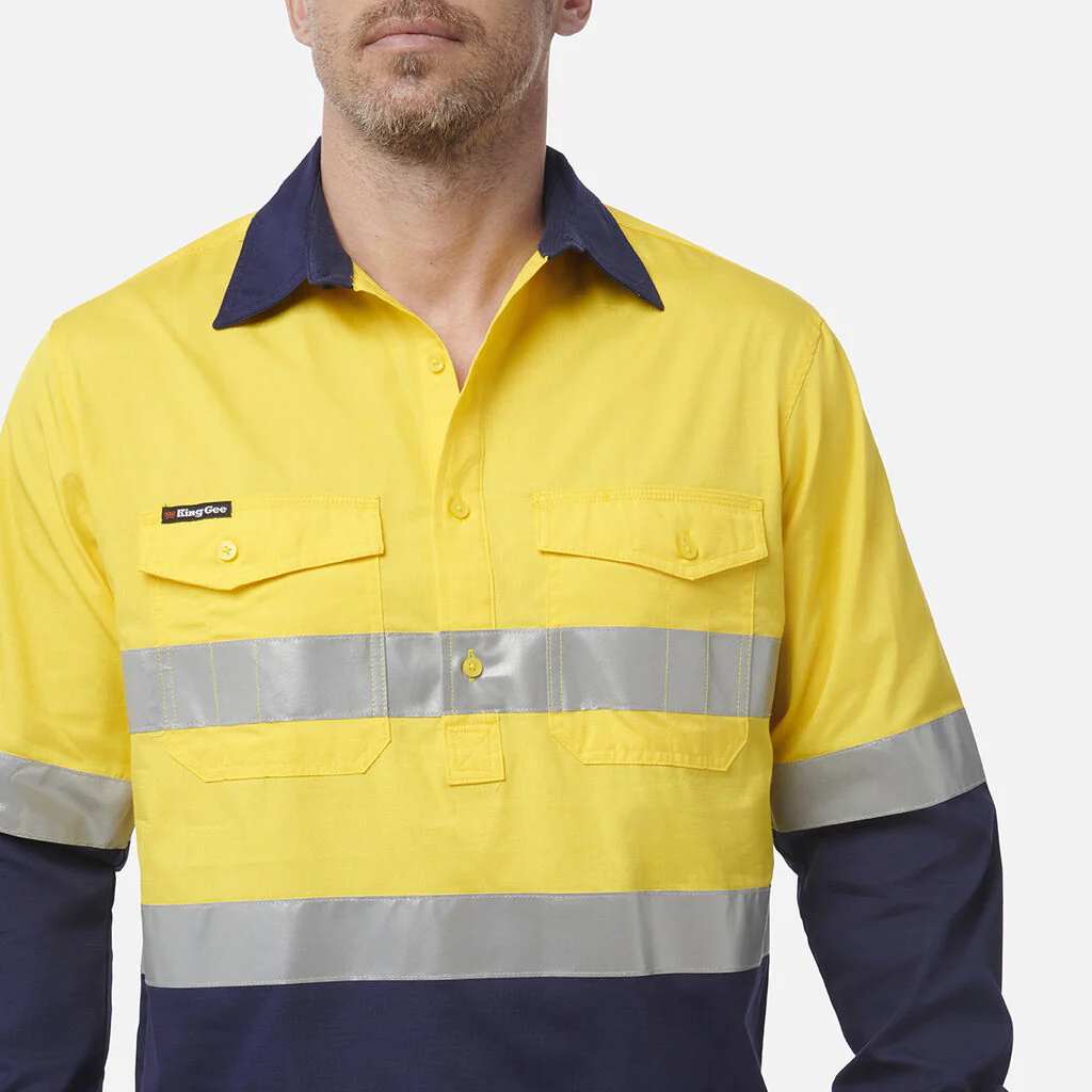 King Gee Workcool 2 Hi-Vis Reflective Closed Front Work Shirt (K54886) - Image 10