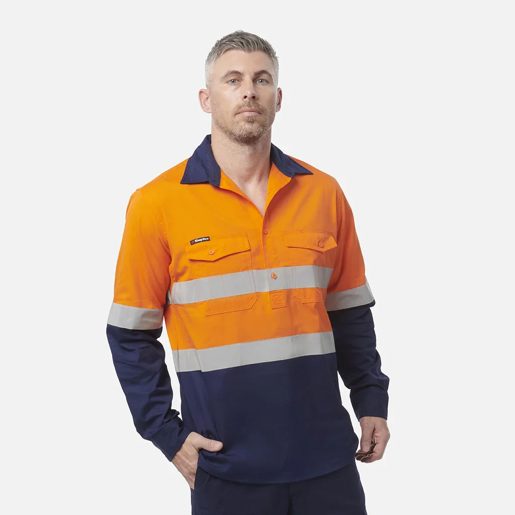King Gee Workcool 2 Hi-Vis Reflective Closed Front Work Shirt (K54886) - Image 3