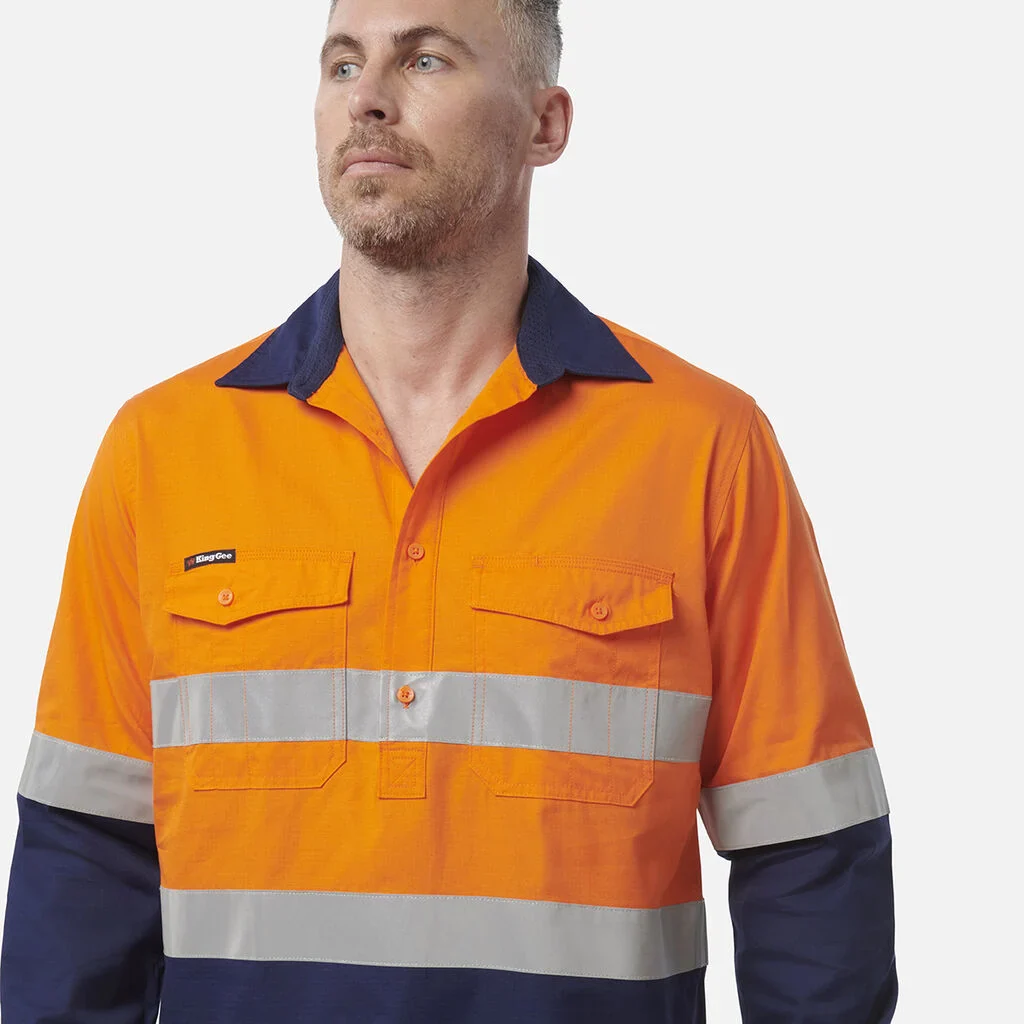 King Gee Workcool 2 Hi-Vis Reflective Closed Front Work Shirt (K54886) - Image 4