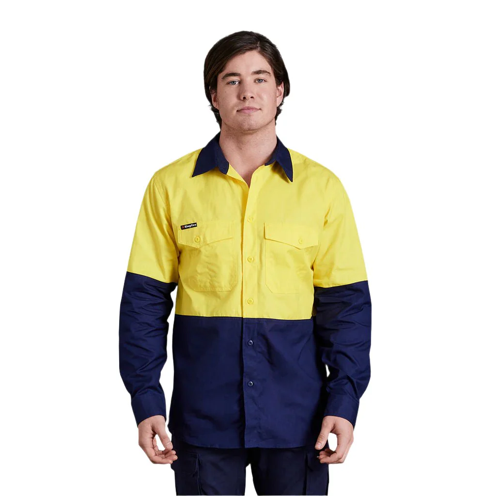 King Gee Workcool 2 Hi-Vis Two Tone Long Sleeve Drill Work Shirt (K54870) - Image 13