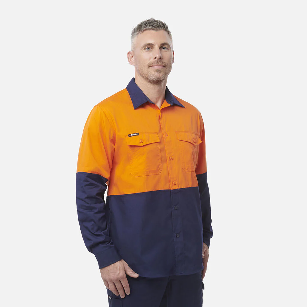 King Gee Workcool 2 Hi-Vis Two Tone Long Sleeve Drill Work Shirt (K54870) - Image 4