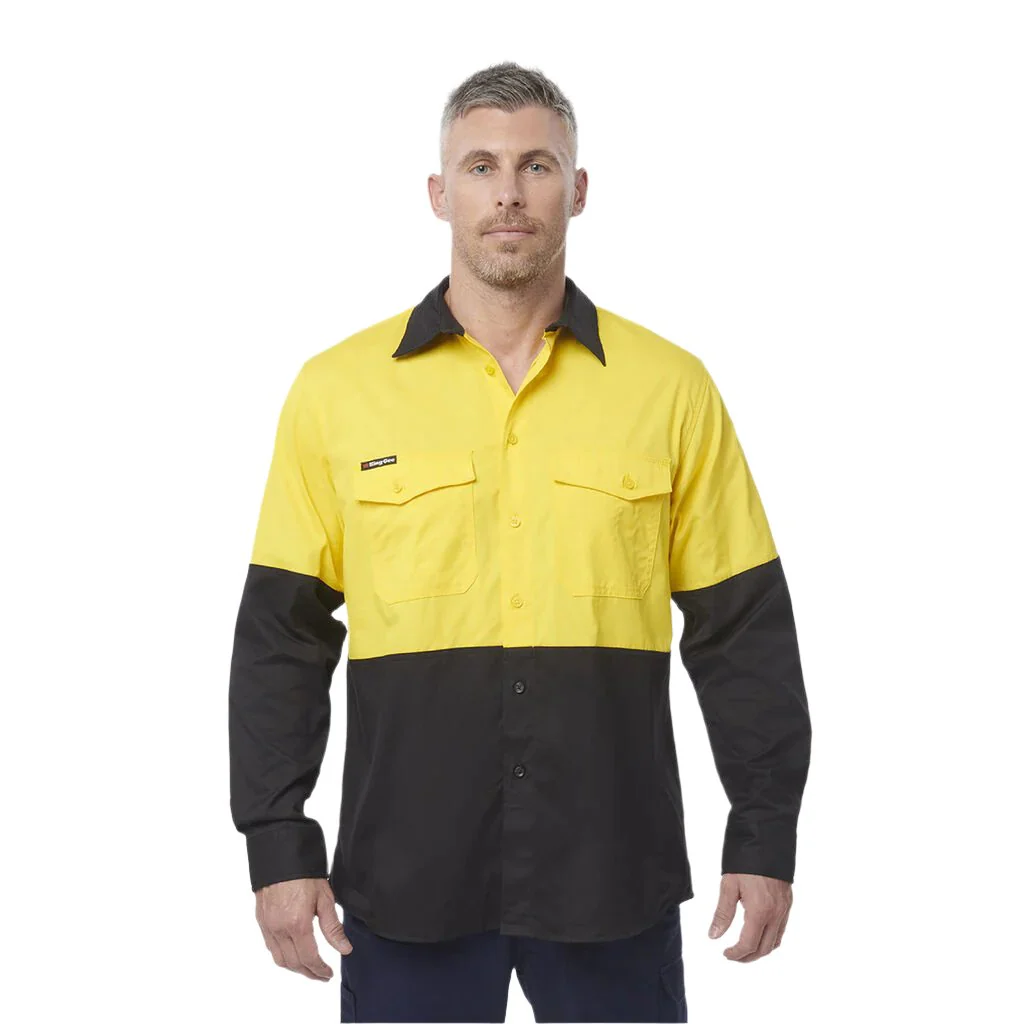 King Gee Workcool 2 Hi-Vis Two Tone Long Sleeve Drill Work Shirt (K54870) - Image 7